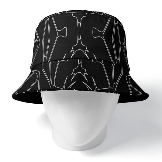 Thorned Bloom Bucket Hat - White on Black