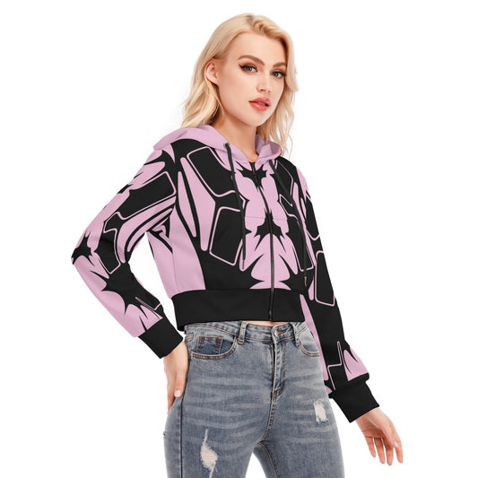 Thorned Bloom Women's Crop Top - Black on Pink