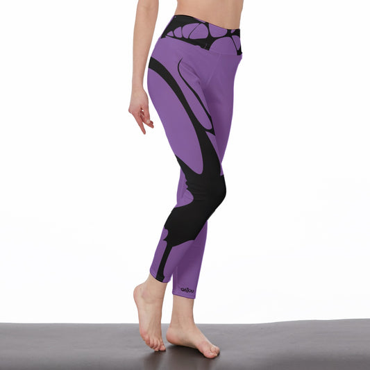 Elegant Shadow Leggings - Black on Purple