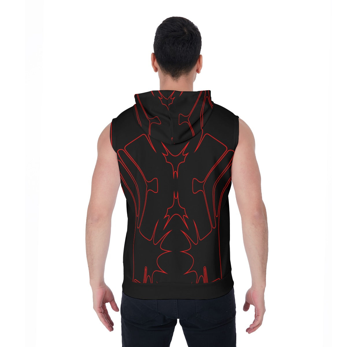 Thorned Bloom Sleeveless Hoodie - Red on Black