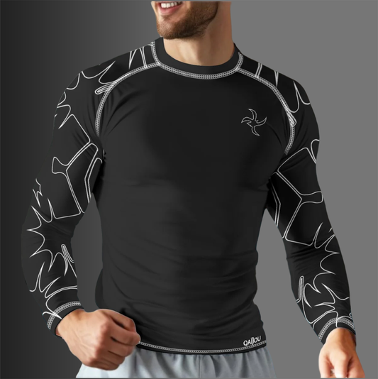 Thorned Bloom Sleeve Sport Shirt - White on Black